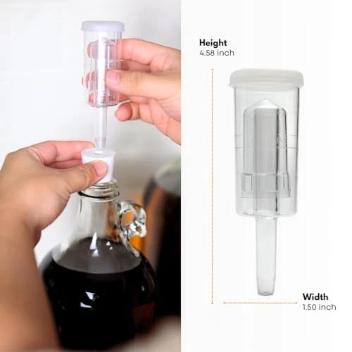 Fastrack 3 Piece Airlock for Fermentation Hydrolocks 6.5 Bung, Clear