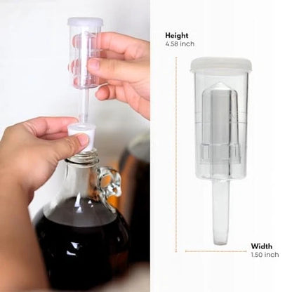 Fastrack 3 Piece Airlock for Fermentation Hydrolocks 6.5 Bung, Clear