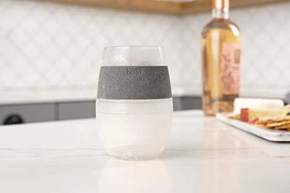 Host Wine Freeze Cup Set of 2 - Plastic Double Wall 8.5 Ounces, Gray Standard
