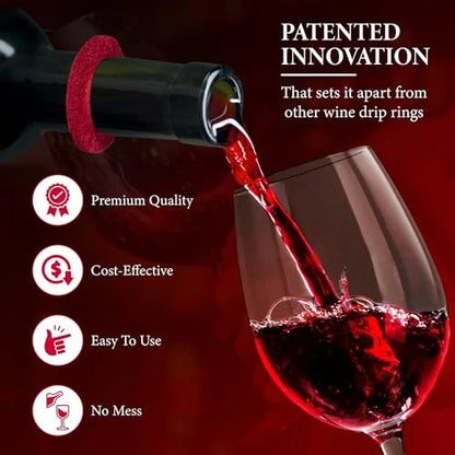 The Wine Drip Ring | Set of 12 | Felt Leak Stopper Accessories | Small,