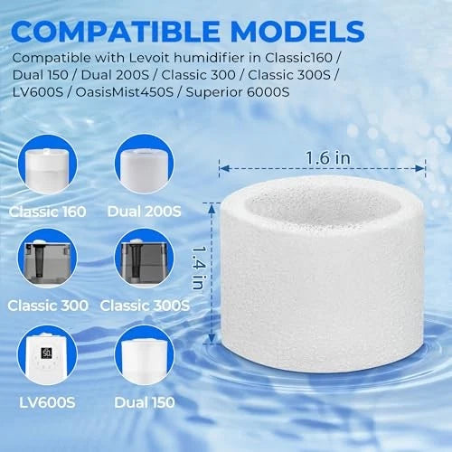 30-Pack Top Fill Humidifier Replacement 1.69 x x 1.26 inches, White