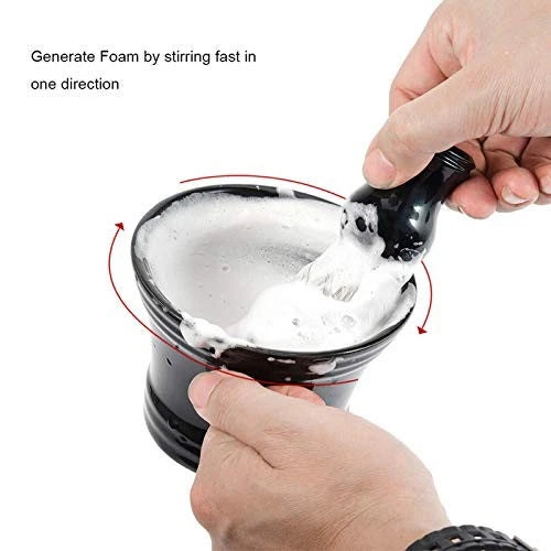 Ceramic Shaving Soap Bowl Kit For 5.3 inches wide x 4.1 high, Black