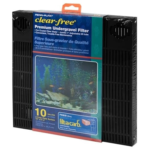 Penn-Plax Undergravel Aquarium Filter for 10 Gallon Tanks – 10 Gallons, Blue