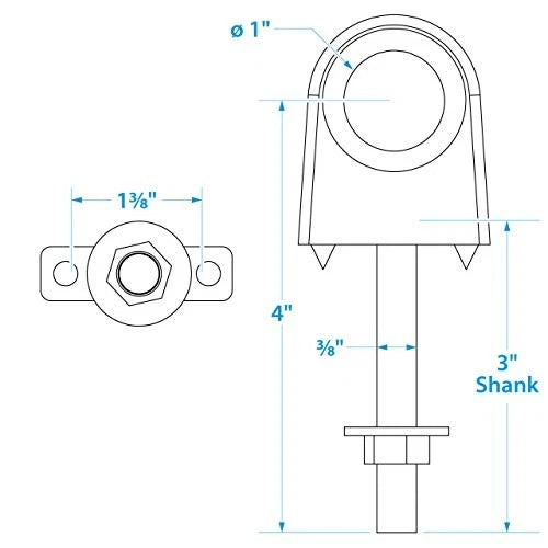 Seachoice Single Shank Bow Eye for Tow Lines or Boat Trailer One Size, Silver