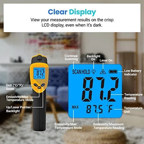 Etekcity Infrared Thermometer Laser Temperature Gun -58°F to 842°F, Yellow