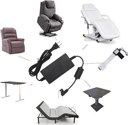 Universal Power Cord for Recliner Chair - 29V 2A Supply, Black