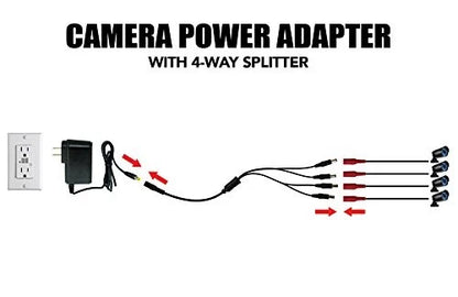 Night Owl Security Camera Power Adapter with 4-Way Splitter black