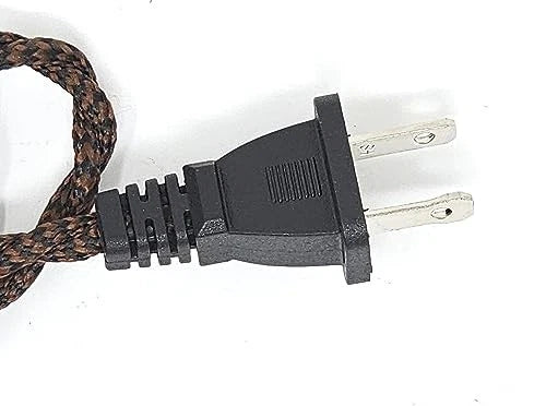 Twisted Rayon Cloth Covered Electric Lamp Cord with Polarized End Plug, Black