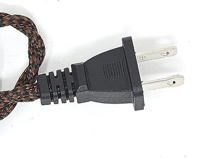 Twisted Rayon Cloth Covered Electric Lamp Cord with Polarized End Plug, Black