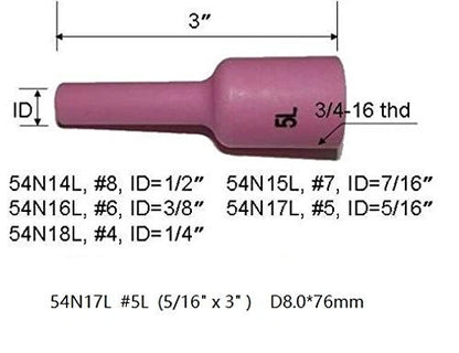 RIVERWELD TIG Alumina Nozzle Ceramic Cups Long Large Assort size, Pink