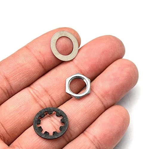 MAXCHEER Set of 4 Guitar Nuts, washers & Lock for 1/4 Standard, Black