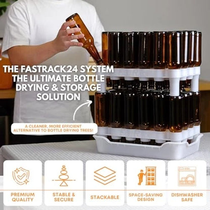 FASTFERMENT - 24-Bottle Drying Rack & Tray| Bottle Tree White