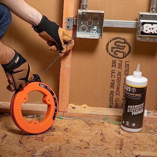 Klein Tools 56331 50-Foot Electrical Fish Tape, Steel One Size, Orange/Black