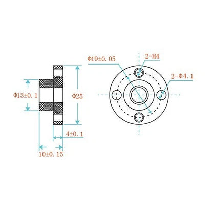 2-Pack 3D Printer Z Axis T8 Lead Screw POM Nut for pitch 2mm lead 8mm, black