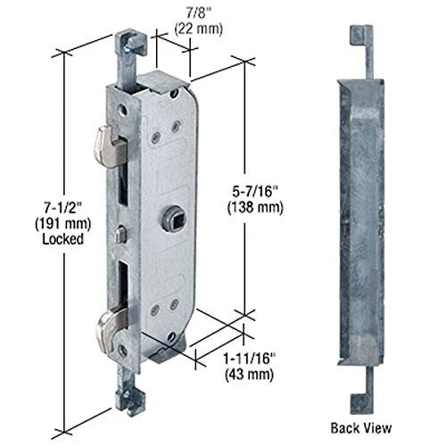 CR Laurence Four-Point Patio Door Mortise Lock Silver