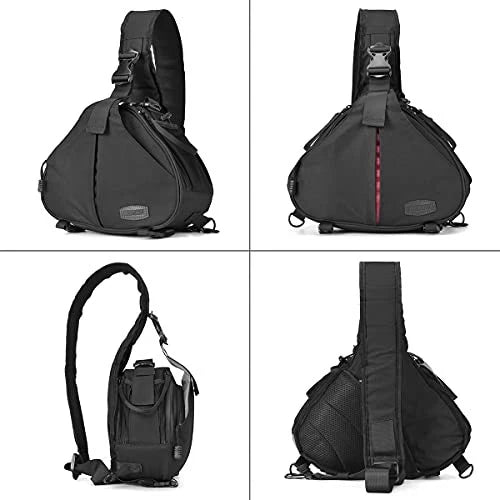 CADeN Camera Bag Sling Backpack Case Waterproof with Rain Small, Black