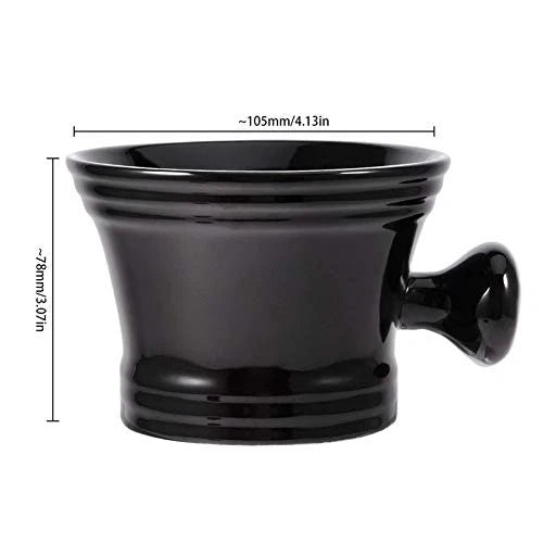 Ceramic Shaving Soap Bowl Kit For 5.3 inches wide x 4.1 high, Black