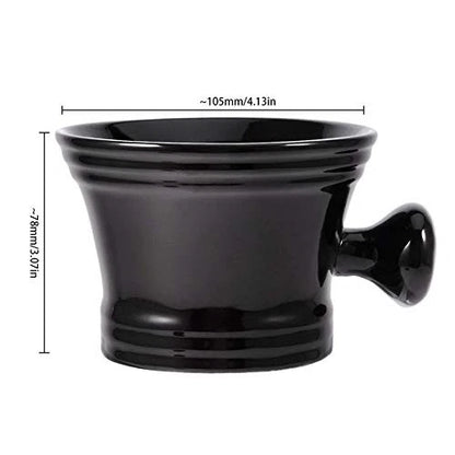 Ceramic Shaving Soap Bowl Kit For 5.3 inches wide x 4.1 high, Black