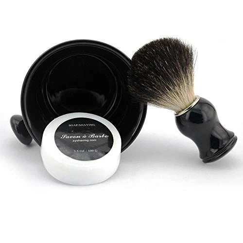 Ceramic Shaving Soap Bowl Kit For 5.3 inches wide x 4.1 high, Black