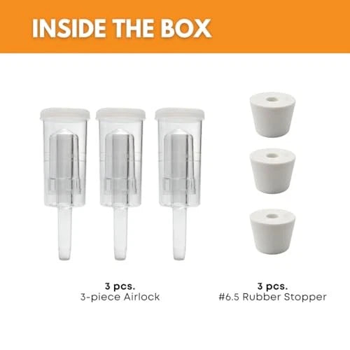 Fastrack 3 Piece Airlock for Fermentation Hydrolocks 6.5 Bung, Clear