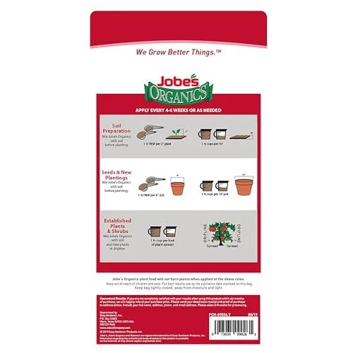 Jobe’s Organics Granular Garden Fertilizer, Easy Plant Care 4 lbs, White