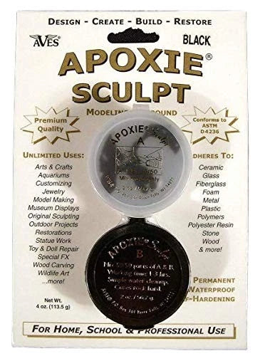 Aves Apoxie Sculpt - 2 Part Modeling Compound (A & B) - 1/4 Pound, Black