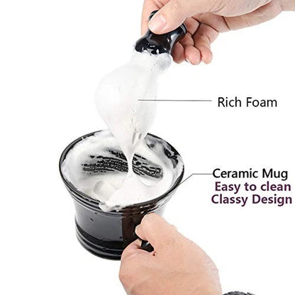 Ceramic Shaving Soap Bowl Kit For 5.3 inches wide x 4.1 high, Black