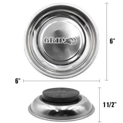 GRIP 6" Stainless Steel Magnetic Parts Tray - Secure x x 1.5", Silver
