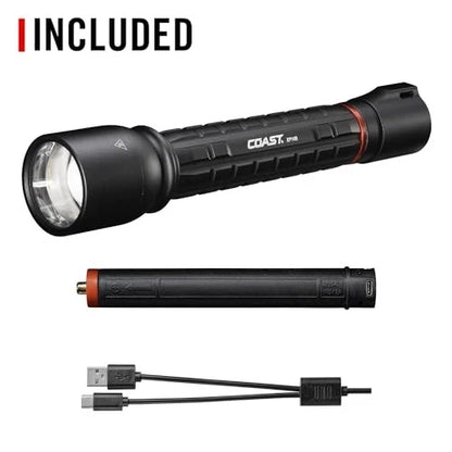Coast XP14R 4500 Lumen USB-C Rechargeable LED Flashlight with Slide Black