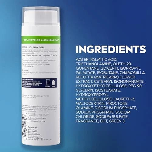 NIVEA MEN Sensitive Cool Shave Gel for 7 Ounce (Pack of 3), white