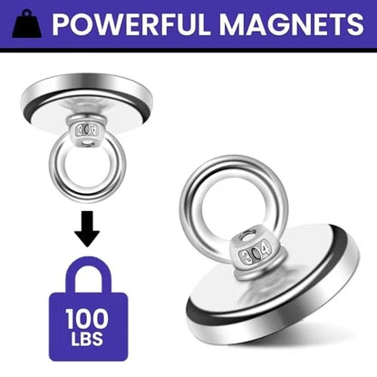 MIKEDE Strong Neodymium Fishing Magnets 6 Pack, 1.26"(32 mm)-100lbs, Silver