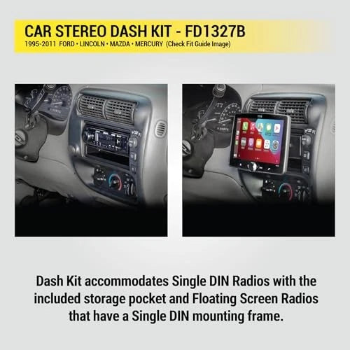 Scosche FD1327B Single DIN Dash Kit Compatible with Select 1995-11 black