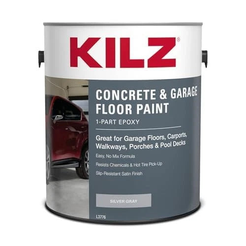 KILZ 1-Part Epoxy Acrylic Concrete & 128 Fl Oz (Pack of 1), Silver Gray