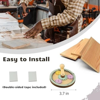 Montessori Wooden Colorful Busy Board DIY Hand Crank Gear Accessory -Toys...