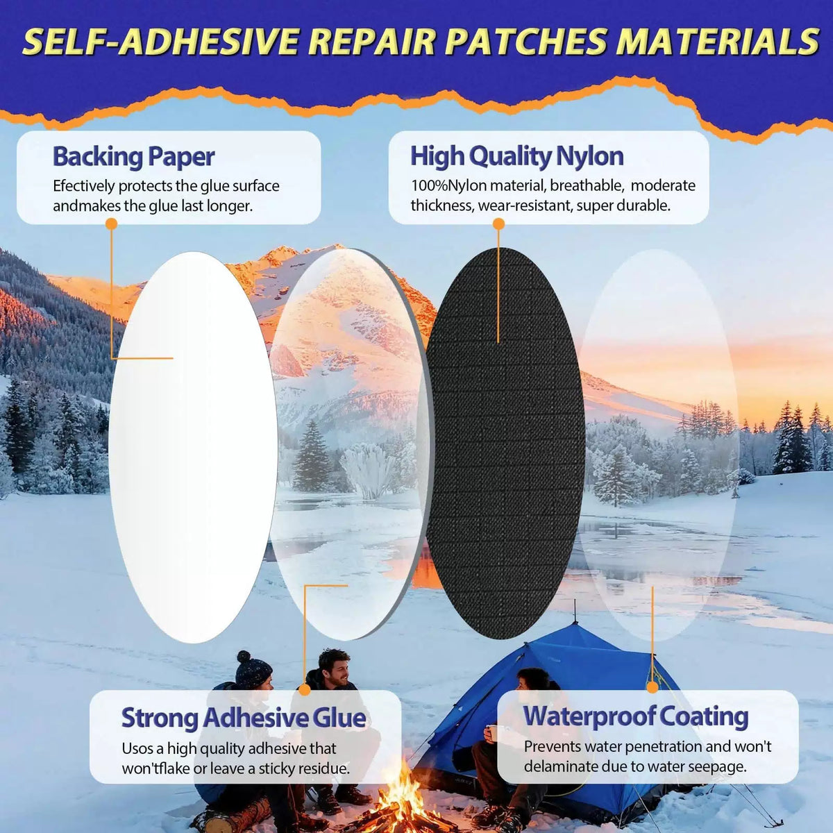 umaini Down Jacket Repair Patch Kit, Outdoor Gear Tenacious 18 PCS, Black [3]