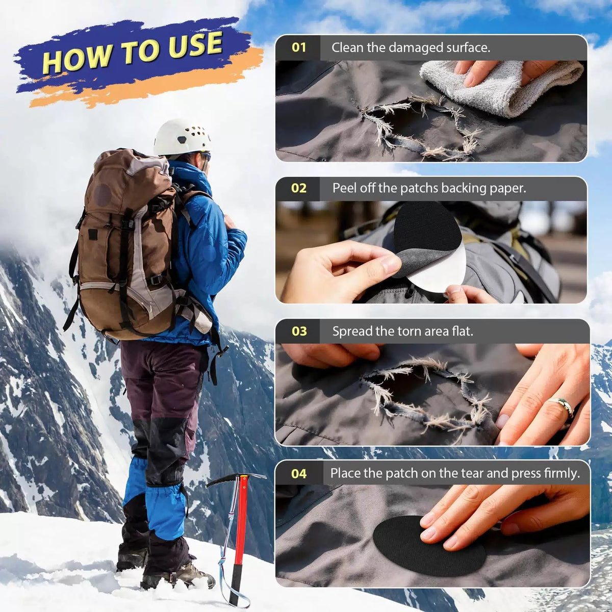 umaini Down Jacket Repair Patch Kit, Outdoor Gear Tenacious 18 PCS, Black [6]