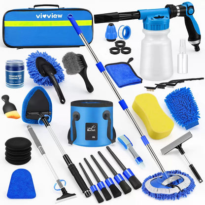 vioview 36Pcs Blue Car Wash Detailing Kit，Car Cleaning Set with Foam Gun [1]