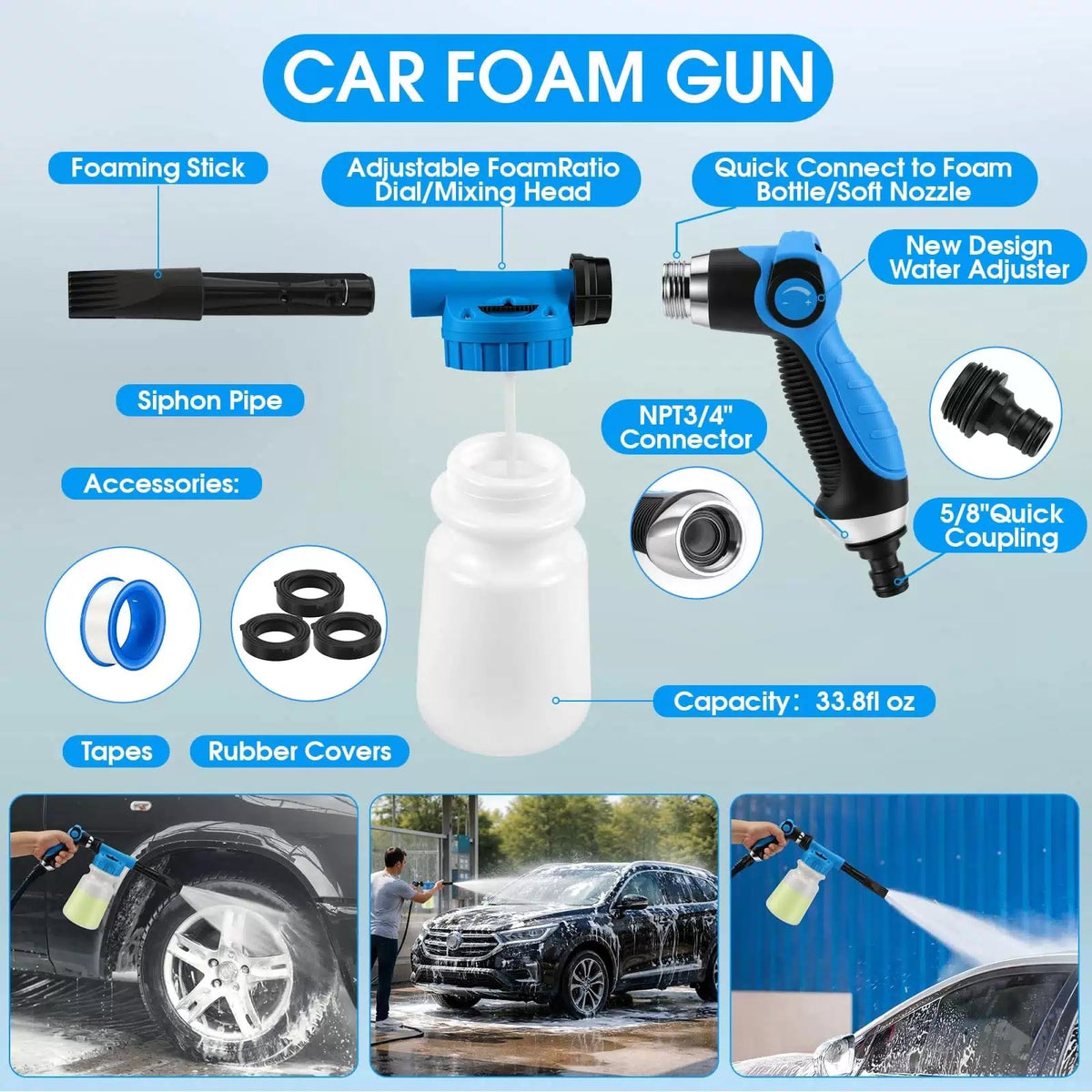 vioview 36Pcs Blue Car Wash Detailing Kit，Car Cleaning Set with Foam Gun [2]