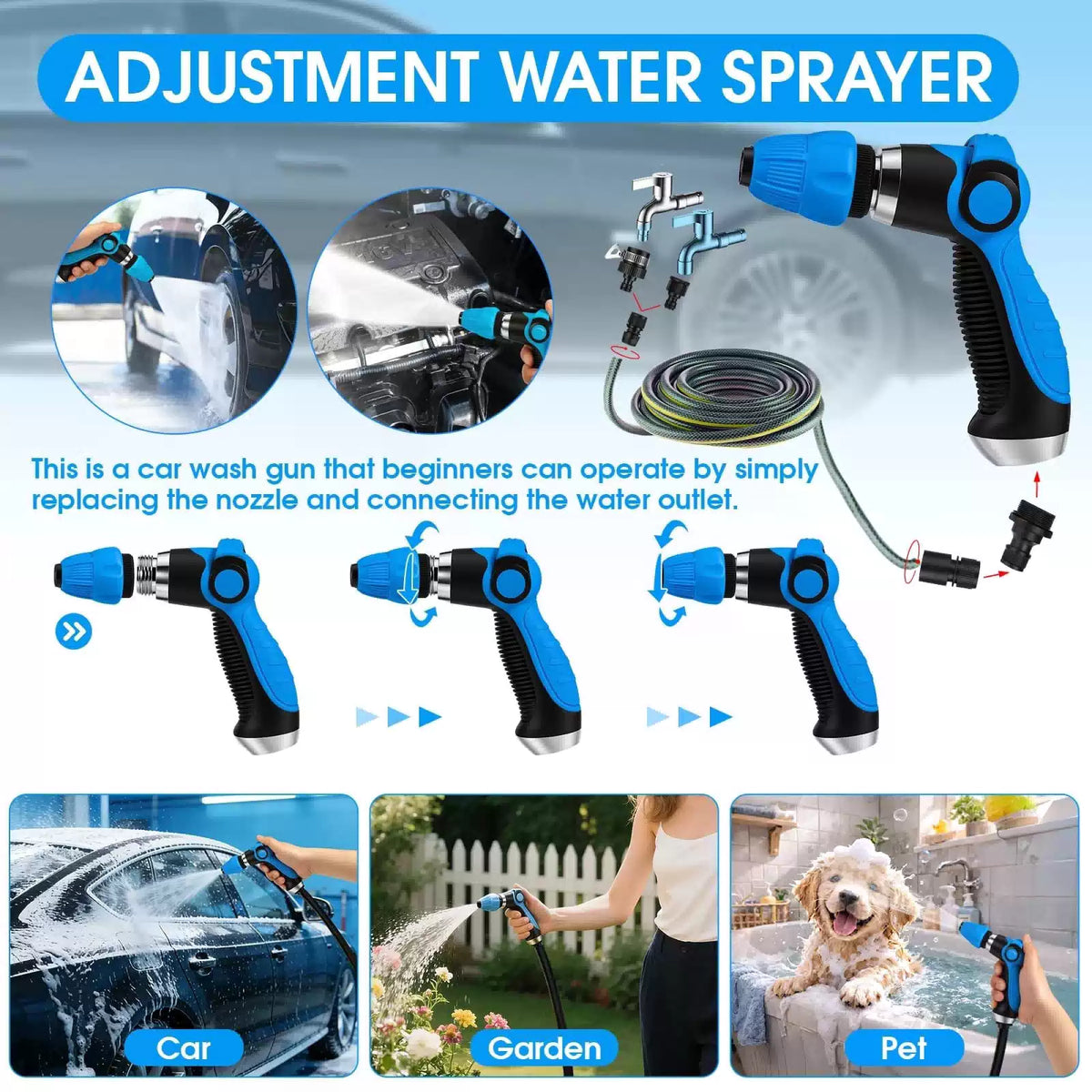 vioview 36Pcs Blue Car Wash Detailing Kit，Car Cleaning Set with Foam Gun [3]