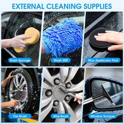 vioview 36Pcs Blue Car Wash Detailing Kit，Car Cleaning Set with Foam Gun [6]